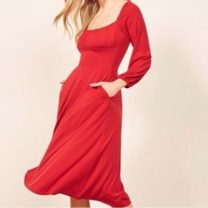 Reformation Jeans Cherry Red Pippa dress